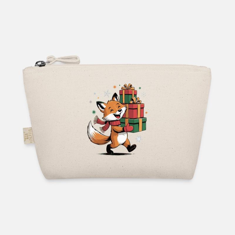 Fuchs mit Weihnachtsgeschenken Bio-Täschchen