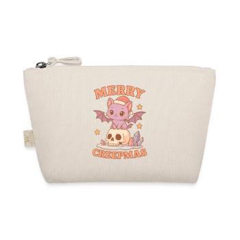 Merry Creepmas Cat Pastel Goth Christmas Skull - Organic Pouch - nature - Front