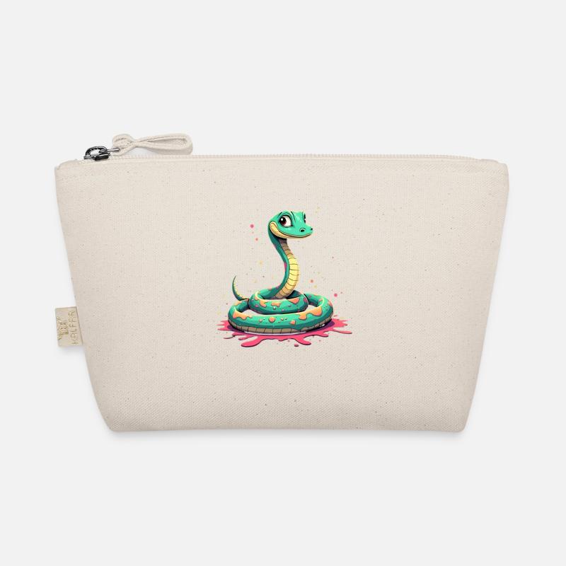Teal snake with paint splashes Organic Pouch
