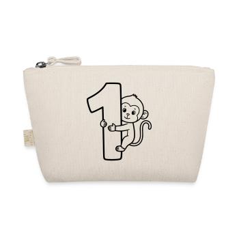 Funny Monkey with Number 1 Cartoon Illustration - Organic Pouch - nature - Front