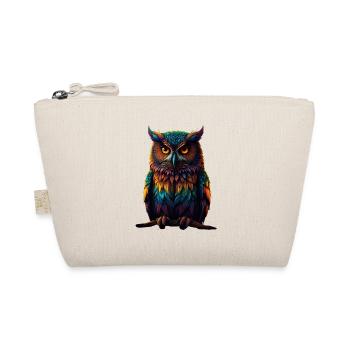 Colorful Owl Feathers Neon Eyes - Organic Pouch - nature - Front