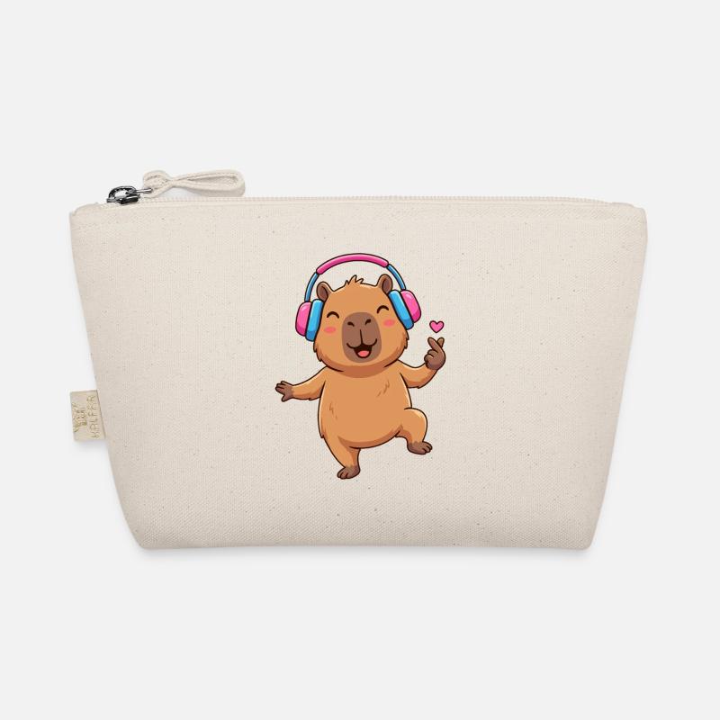 Cute Capybara Listening to Music & Dance Organic Pouch