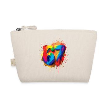 Number 67 Splash Colorful Design Number - Organic Pouch - nature - Front