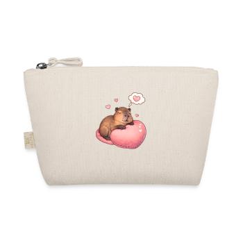 Schlafendes Capybara – Cozy Herzmotiv - Bio-Täschchen - Natur - Vorne