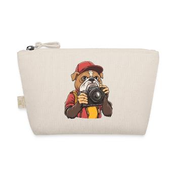 Funny Cool Bulldog Photographer with Camera - Organic Pouch - nature - Front