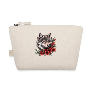 Wolf face with red flowers - Organic Pouch - nature - Front