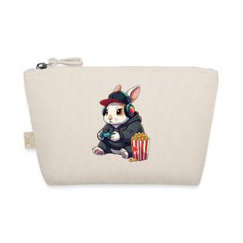 Rabbit Gamer With Popcorn - Organic Pouch - nature - Front