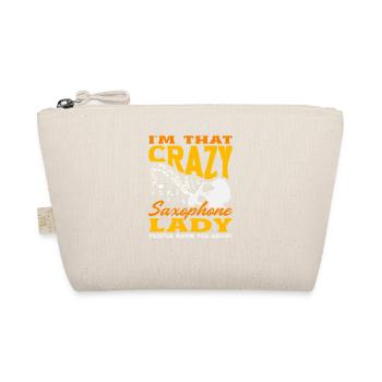 Crazy Saxophone Lady Women Saxophonist Jazz - Organic Pouch - nature - Front