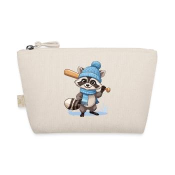 Winterlicher Waschbär mit Baseballschläger - Bio-Täschchen - Natur - Vorne