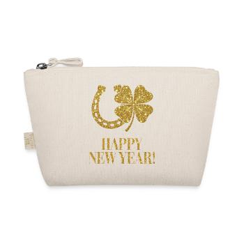 Kleeblatt Hufeisen Glück golden Happy New Year  - Bio-Täschchen - Natur - Vorne