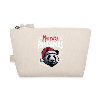 Merry Pandamas Lustiges Panda Weihnachtsmotiv - Bio-Täschchen - Natur - Vorne