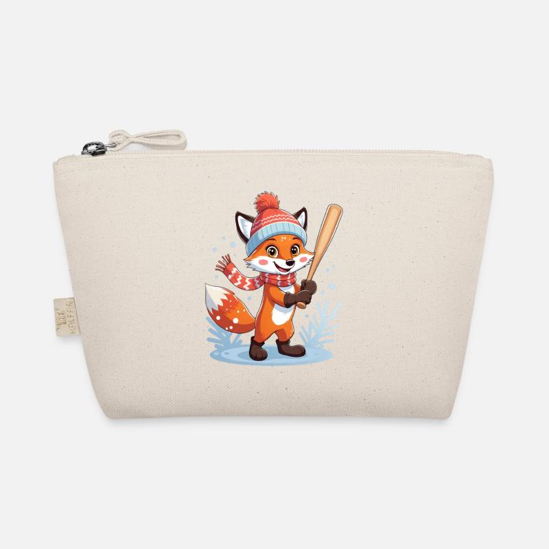 Winterfuchs Illustration mit Mütze und Schal - Bio-Täschchen - Natur