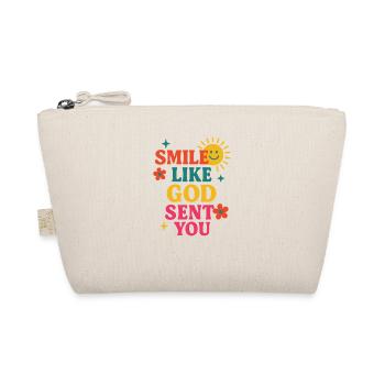 Smile Like God Sent You, Christian Saying  - Organic Pouch - nature - Front