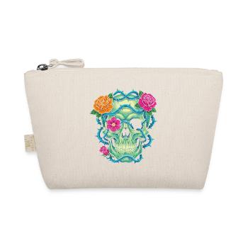 Floral Skull - skull art - Organic Pouch - nature - Front