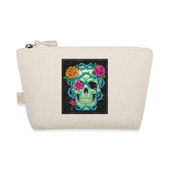 Street Skull Fashion – Blumen-Totenkopf - Bio-Täschchen - Natur - Vorne