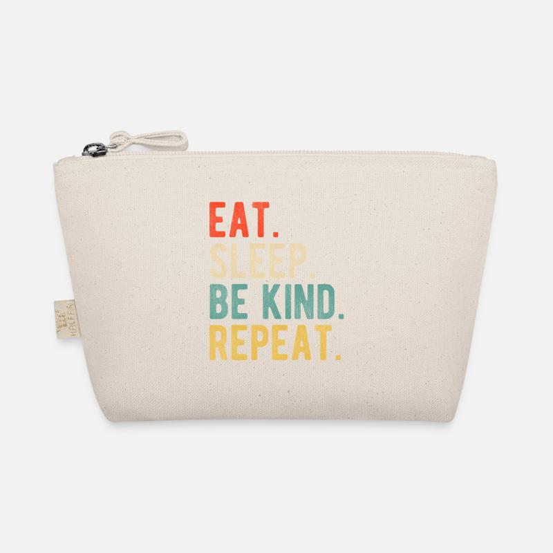 Eat Sleep Be Kind Repeat Retro Positives Statement - Bio-Täschchen - Natur