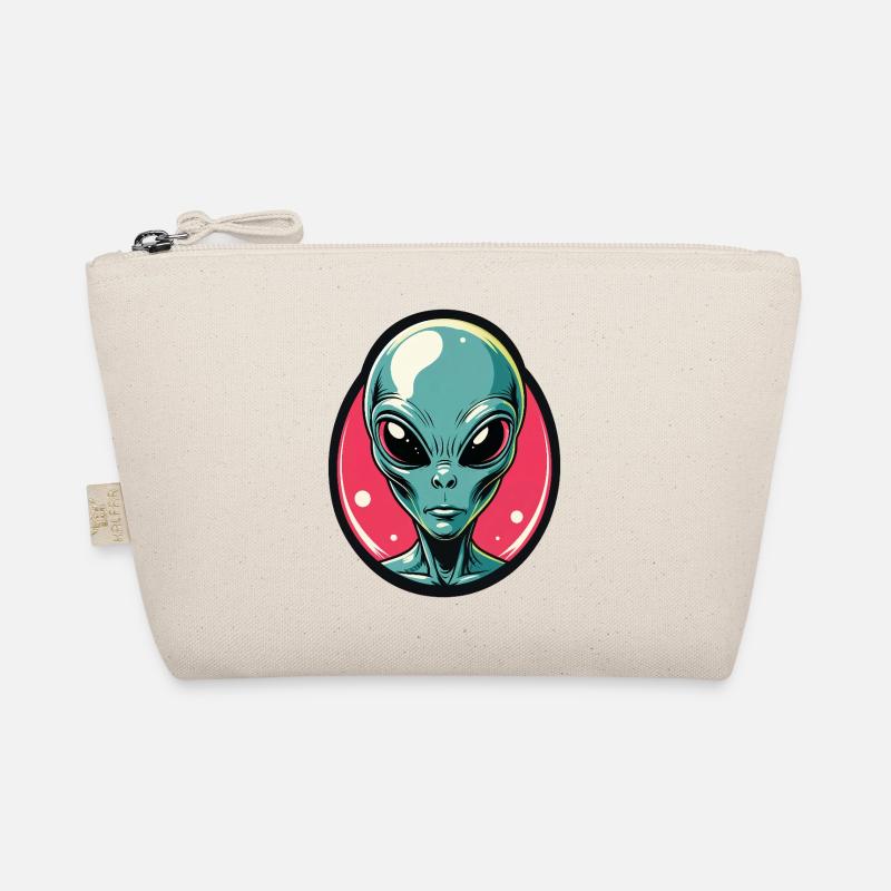 Neon Alien Head Portrait Organic Pouch