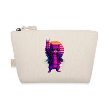 Synthwave Cat Cat Retro Sunset - Organic Pouch - nature - Front