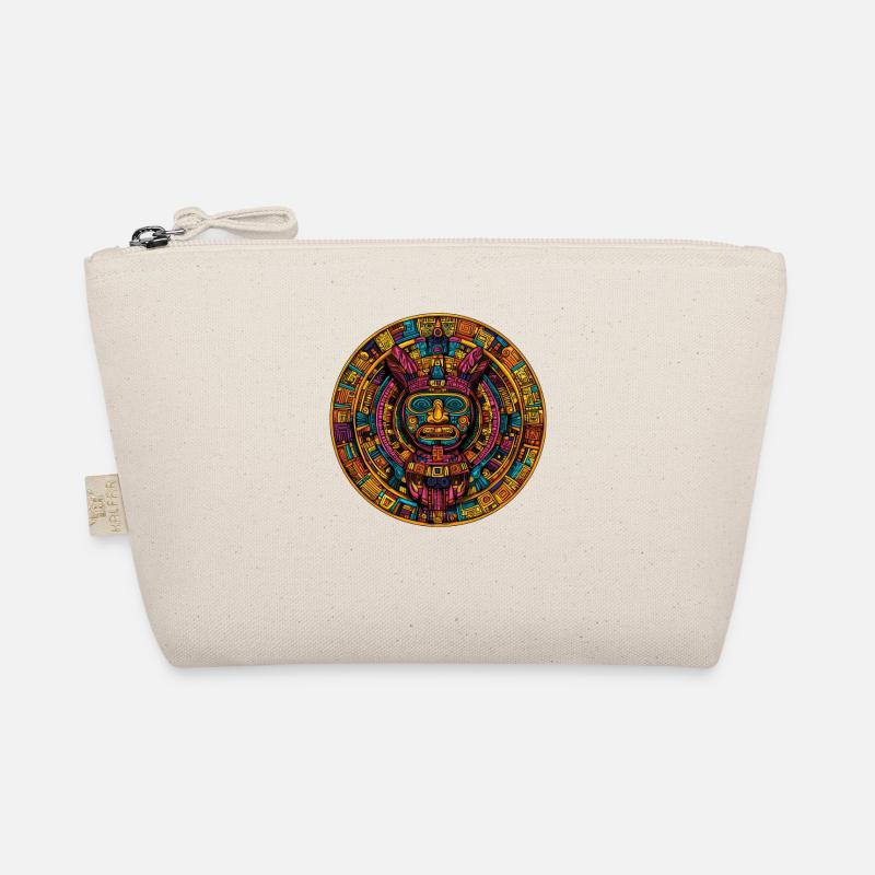 Aztec Circle Mask Relief Organic Pouch