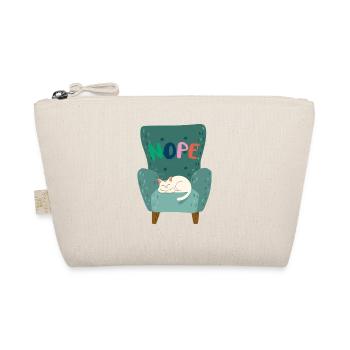 Cute Sleeping Cat with "NOPE" Lazy Mood - Organic Pouch - nature - Front