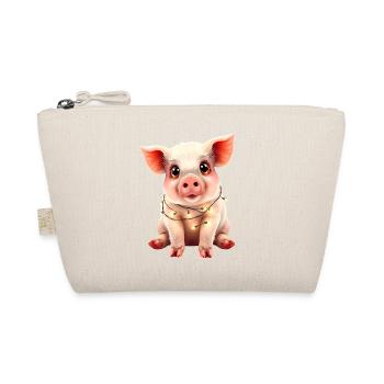 Lustiges Schwein Weihnachten Bauernhoftier süß - Bio-Täschchen - Natur - Vorne