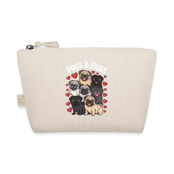 PUGS & HUGS – Niedliches Mops Design mit Herzen - Bio-Täschchen - Natur - Vorne