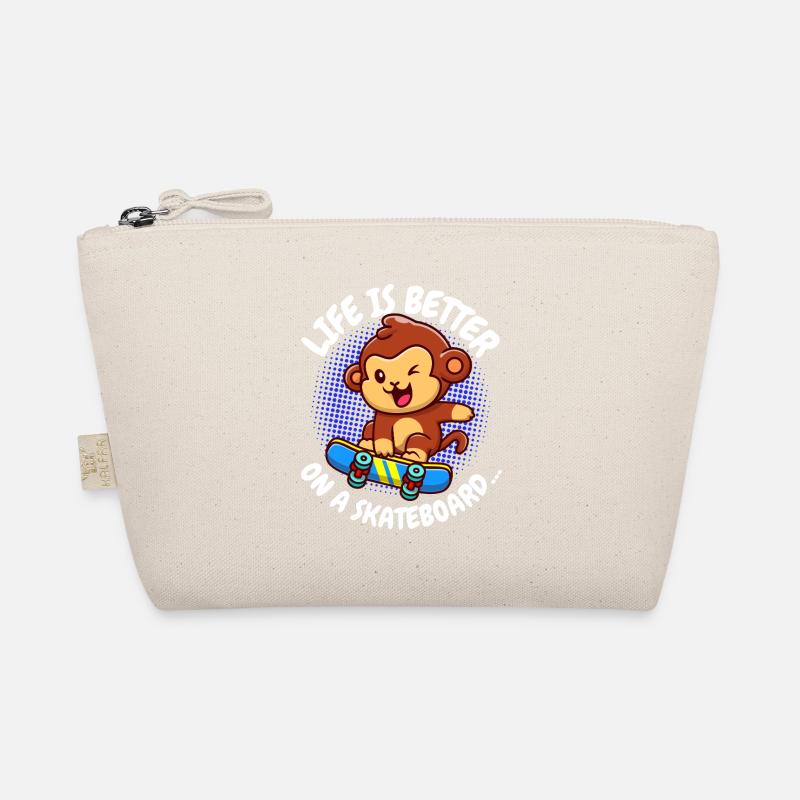 Life Is Better Skateboard Monkey Monkey Organic Pouch