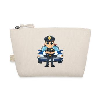 Cartoon policeman in front of police car - Organic Pouch - nature - Front