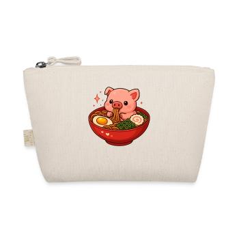 Pig with noodles ramen kawaii pig - Organic Pouch - nature - Front