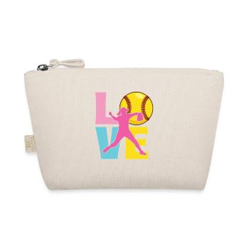 Love Softball Word Art Fun for Fans Player - Organic Pouch - nature - Front