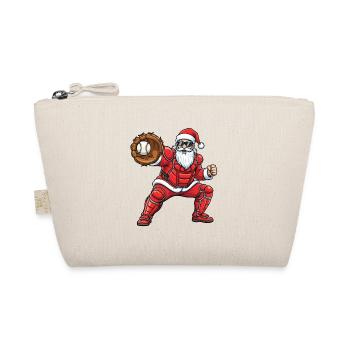Santa Catcher Baseball Xmas Graphic for Sports Fan - Organic Pouch - nature - Front