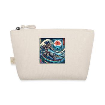 Cyber Samurai 模式 in front of waves and Fuji - Organic Pouch - nature - Front