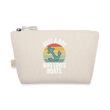 Just a Boy Who Loves Boats Retro Boys Bday Boat - Organic Pouch - nature - Front