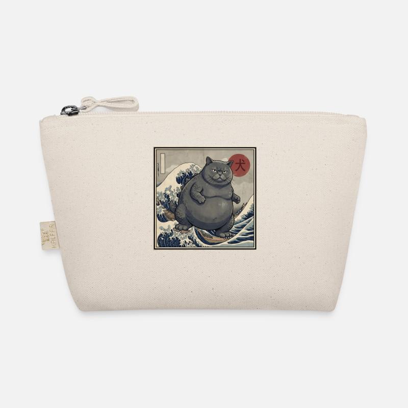 Japanese Kaiju Cat 犬 Big Wave Hokusai Organic Pouch