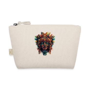 Aztec Mask with Feathers - Organic Pouch - nature - Front