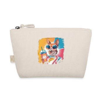 Corgi im Retro-Look mit Drink und Style - Bio-Täschchen - Natur - Vorne