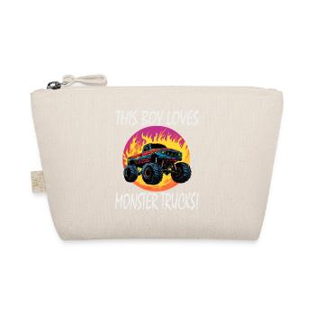 This boy loves monster trucks! - Organic Pouch - nature - Front