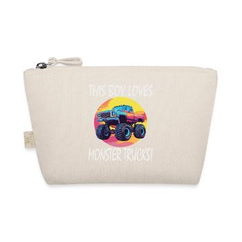 This boy loves monster trucks - Organic Pouch - nature - Front
