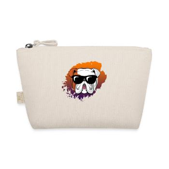 Cool Bulldog Sunglasses Retro Disco Colorful Art - Organic Pouch - nature - Front