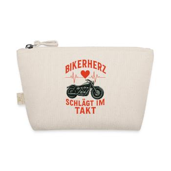 biker heart moto shirt, heartbeat love motorcycle - Organic Pouch - nature - Front