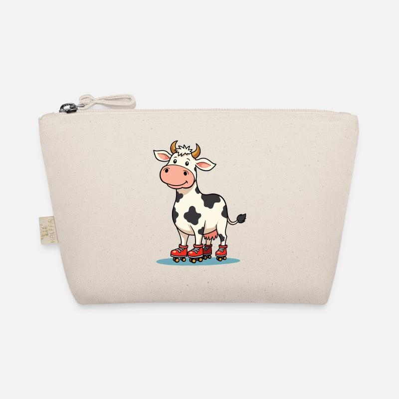 Funny cow on roller skates retro skating Organic Pouch
