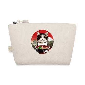 Cat with ramen in front of Japan's backdrop - Organic Pouch - nature - Front
