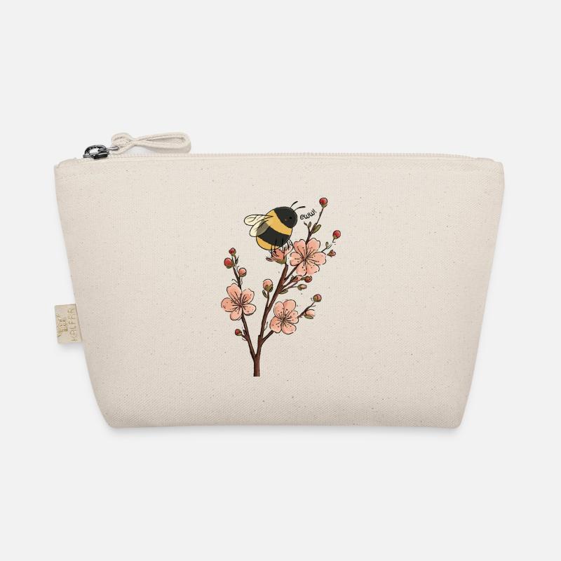 Lustige Bienen- und Kirschblüten-Illustration - Bio-Täschchen - Natur