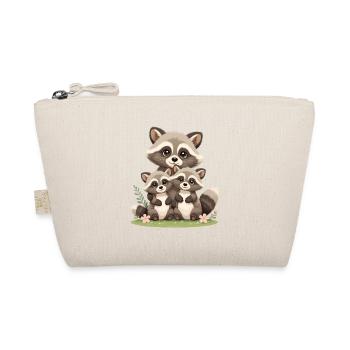 Raccoon Family Trio Illustration - Organic Pouch - nature - Front