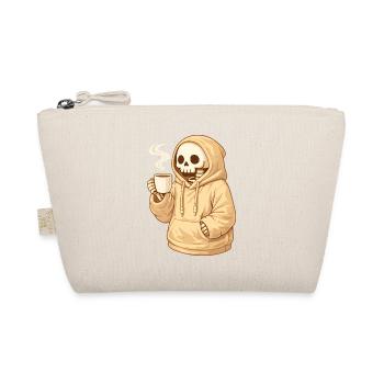 Cozy skeleton in hoodie with mug - Organic Pouch - nature - Front