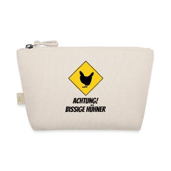 Achtung! Bissige Hühner – Lustiges Warnschild - Bio-Täschchen - Natur - Vorne