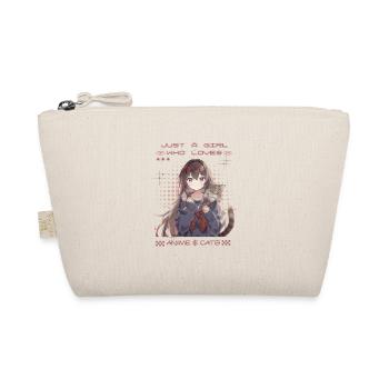 Anime Girl Loves Cats – Cute Otaku Design - Organic Pouch - nature - Front