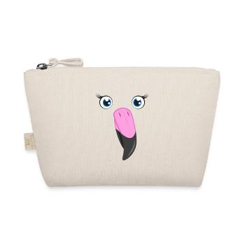 Flamingo Face Kawaii Pink Lazy DIY Bird Custome - Organic Pouch - nature - Front