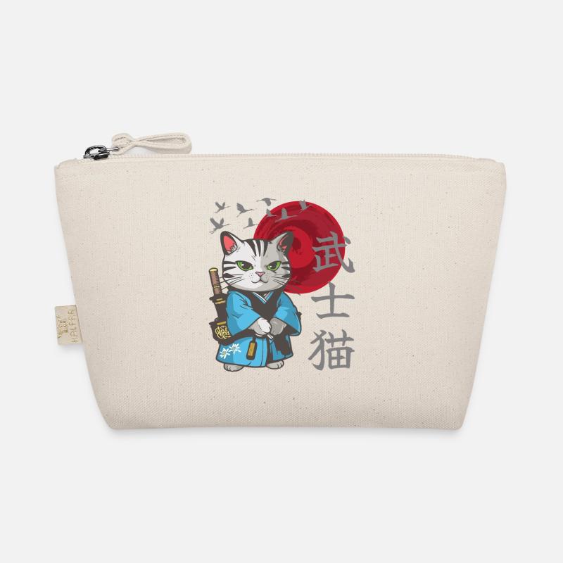 Katze Anime japanisch Samurai Kätzchen - Bio-Täschchen - Natur