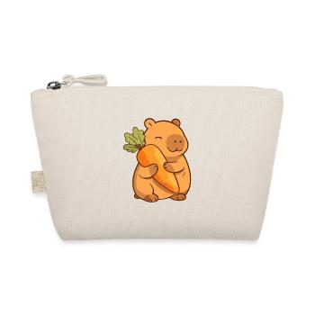 Capybara with carrot – relaxed & cute - Organic Pouch - nature - Front